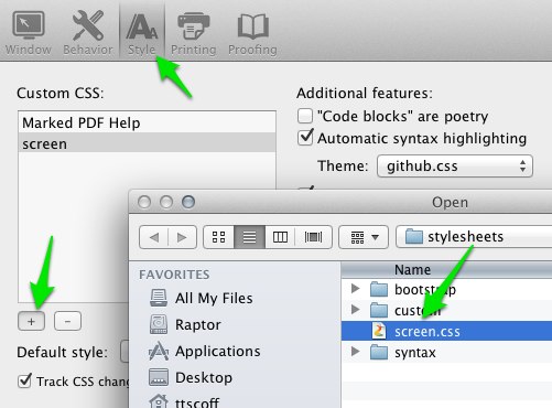 Marked Style preferences Marked Style preferences screenshot