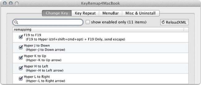 KeyRemap4MacBook settings